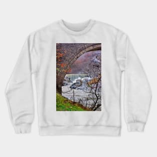 The old bridge and the waterfall Crewneck Sweatshirt